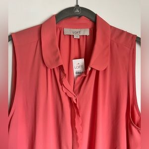 LOFT Tank Top - Scallop Trim - Large